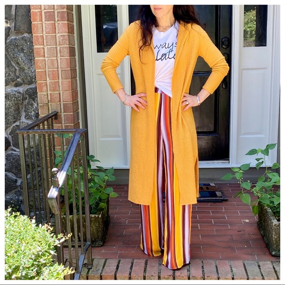 MUSTARD KNIT HOODED CARDIGAN - Picture 7 of 8